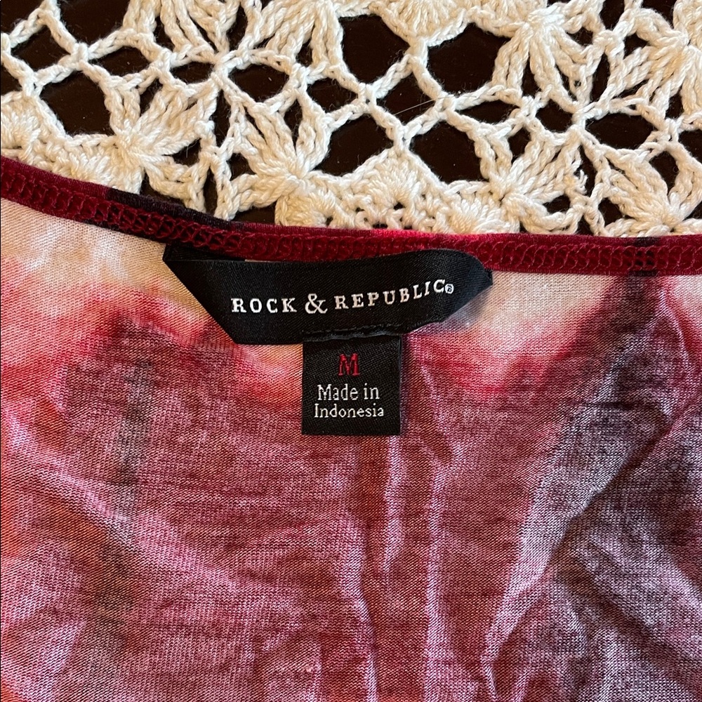 Rock & Republic Red White Blue Tie-Dye Cold-Shoulder Tank - Picture 5 of 5